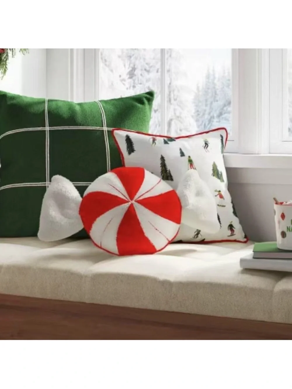 Wondershop Red and White Peppermint Candy Holiday Plush Pillows
